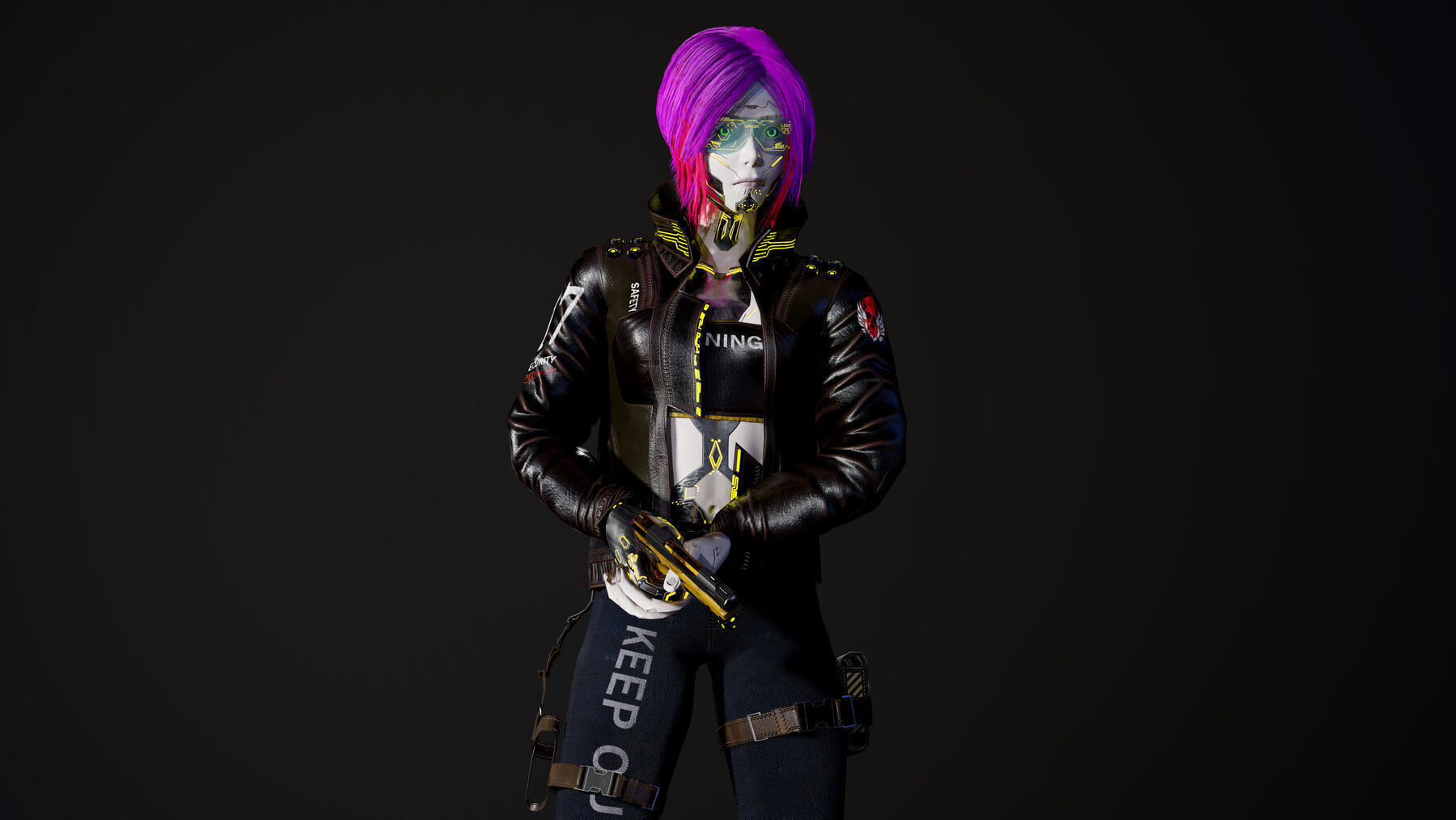 Cyberpunk Girl Low-poly 3D model_16