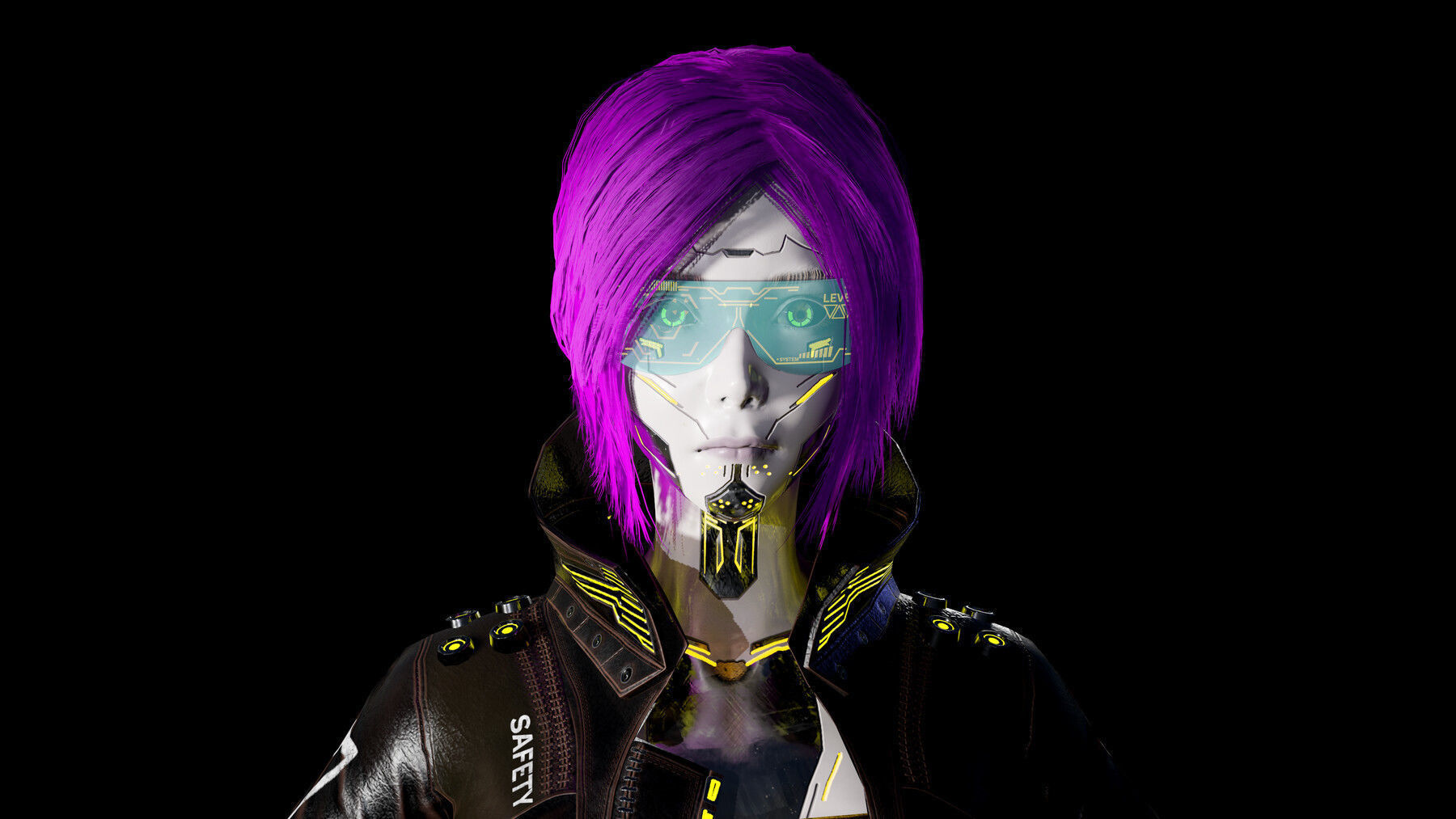Cyberpunk Girl Low-poly 3D model_14