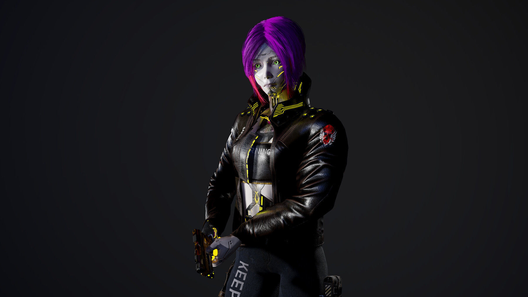 Cyberpunk Girl Low-poly 3D model_7