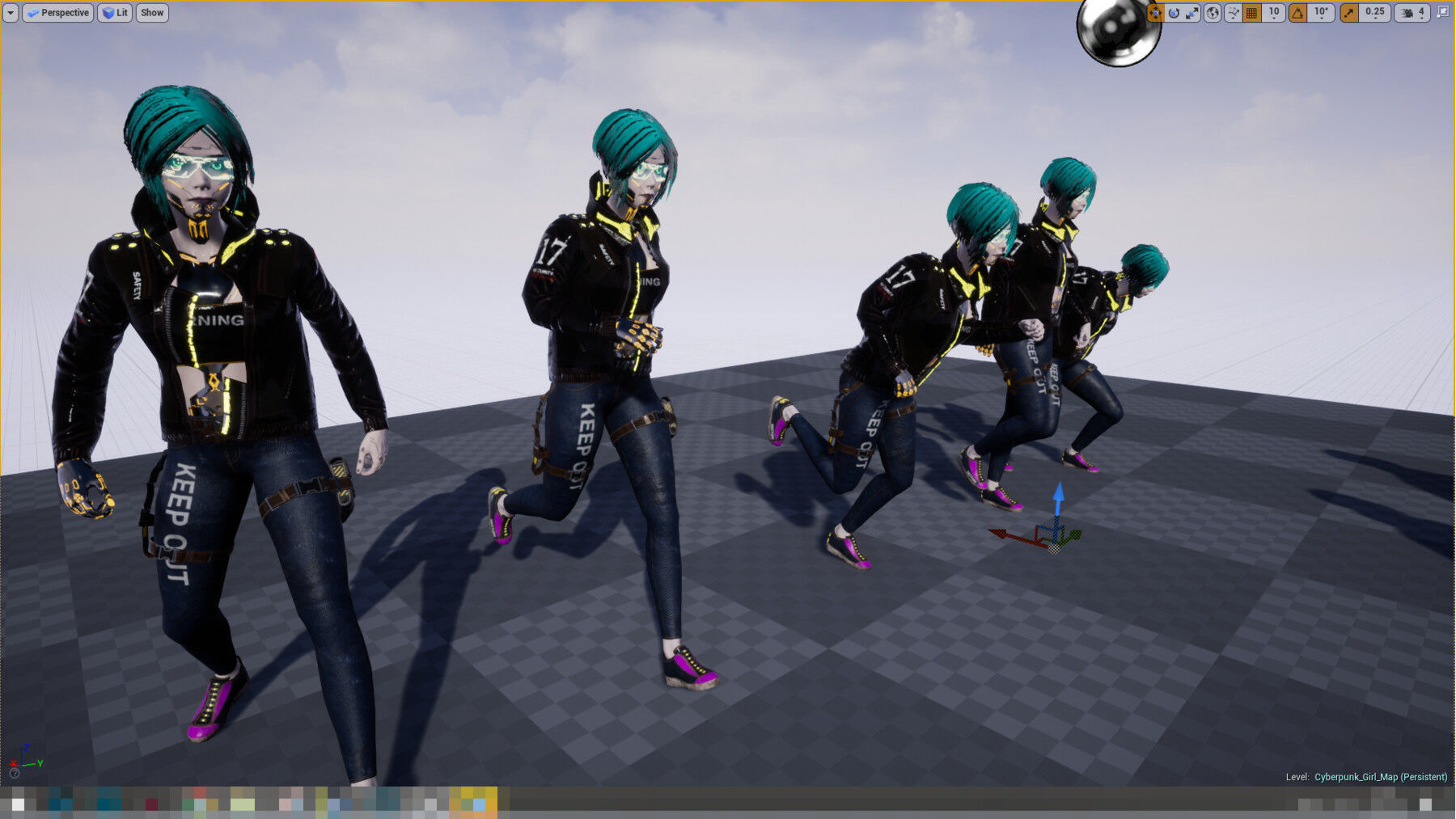 Cyberpunk Girl Low-poly 3D model_30