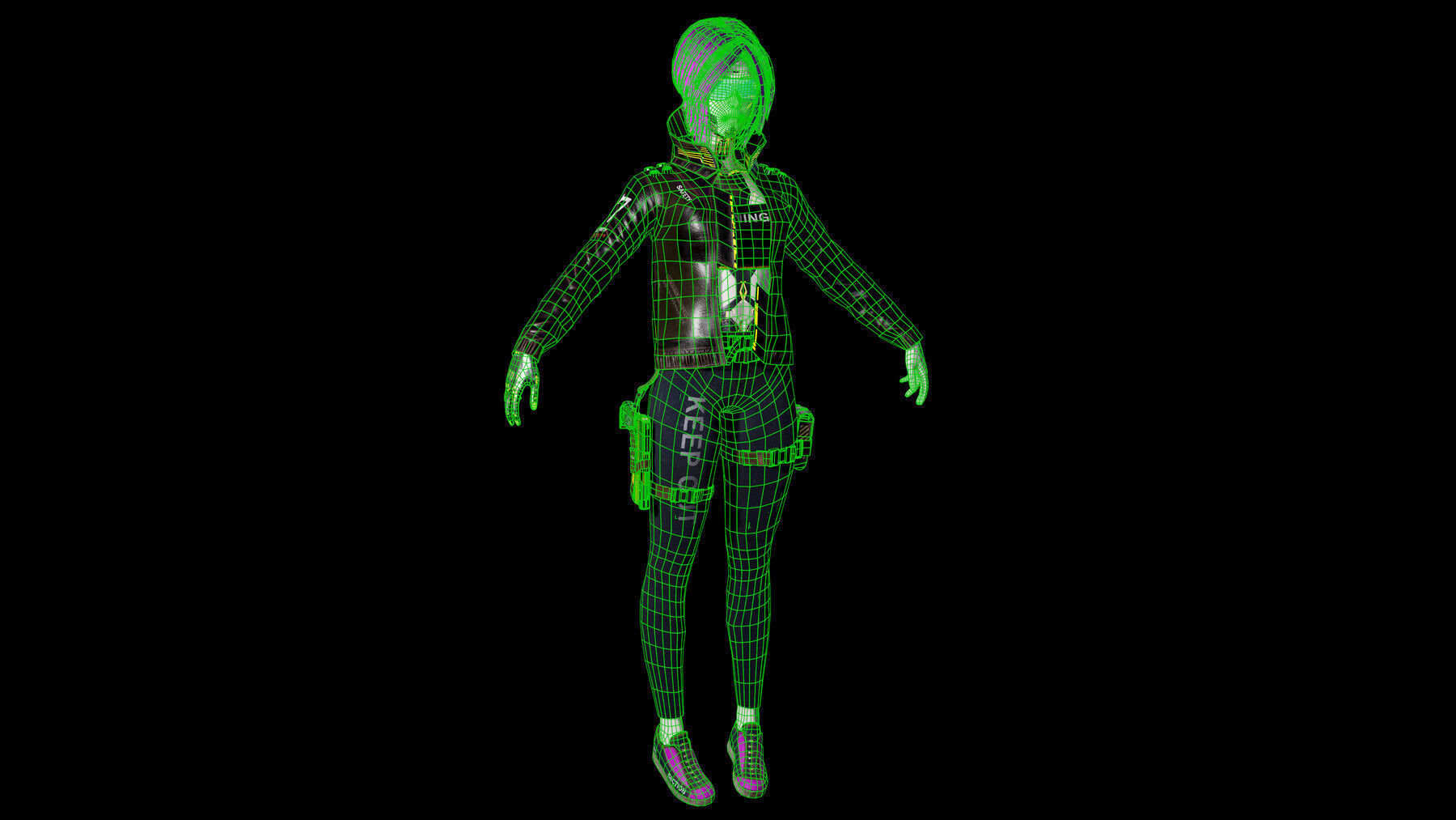 Cyberpunk Girl Low-poly 3D model_22