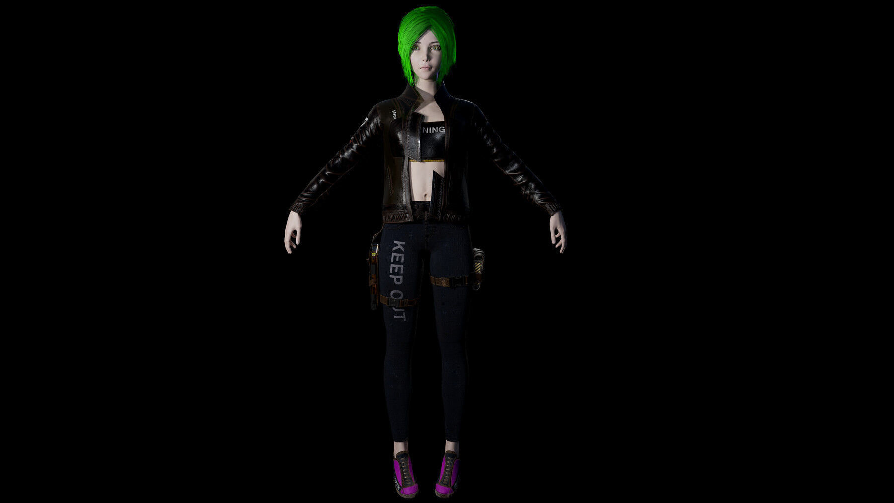Cyberpunk Girl Low-poly 3D model_21