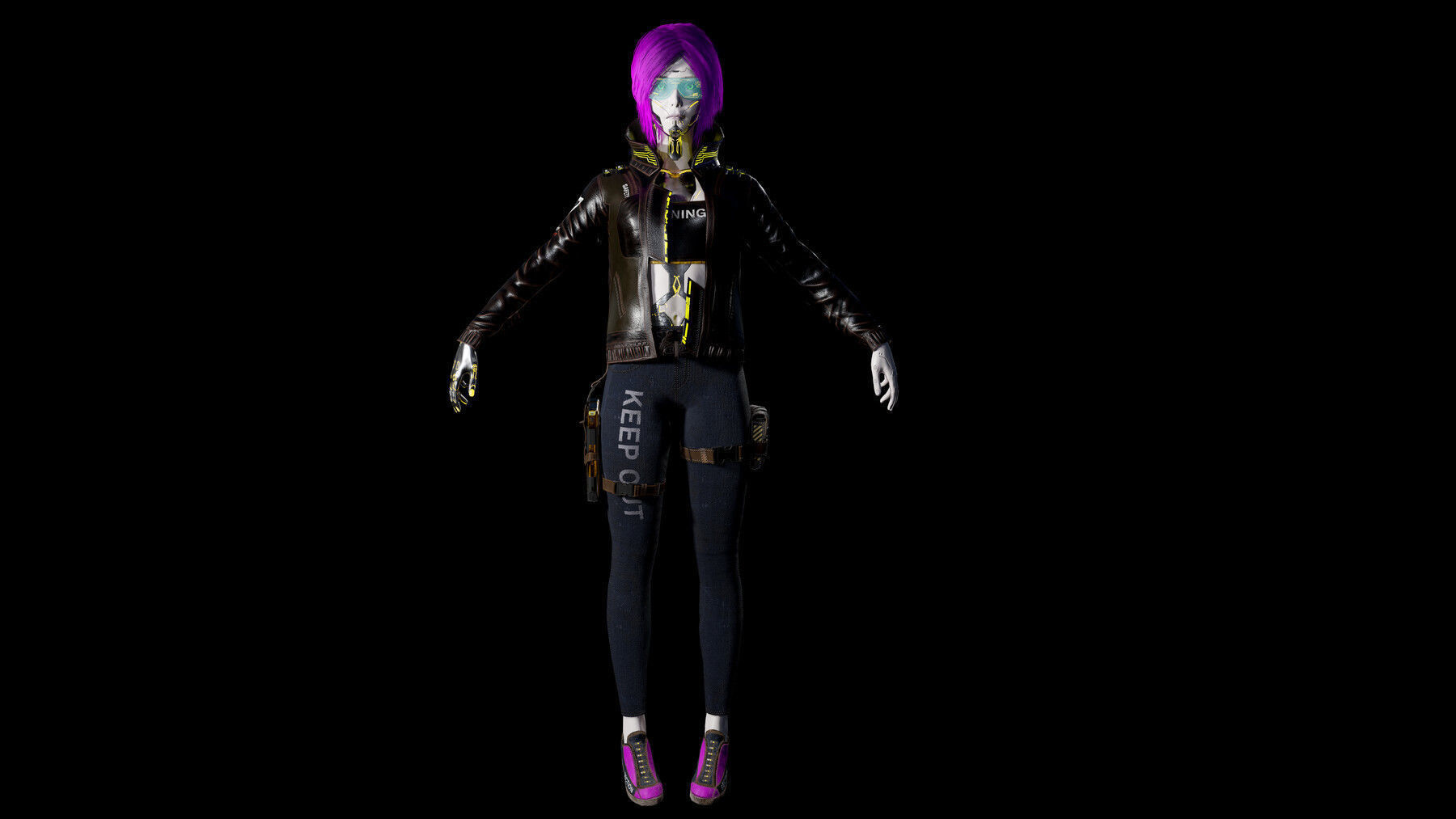 Cyberpunk Girl Low-poly 3D model_11