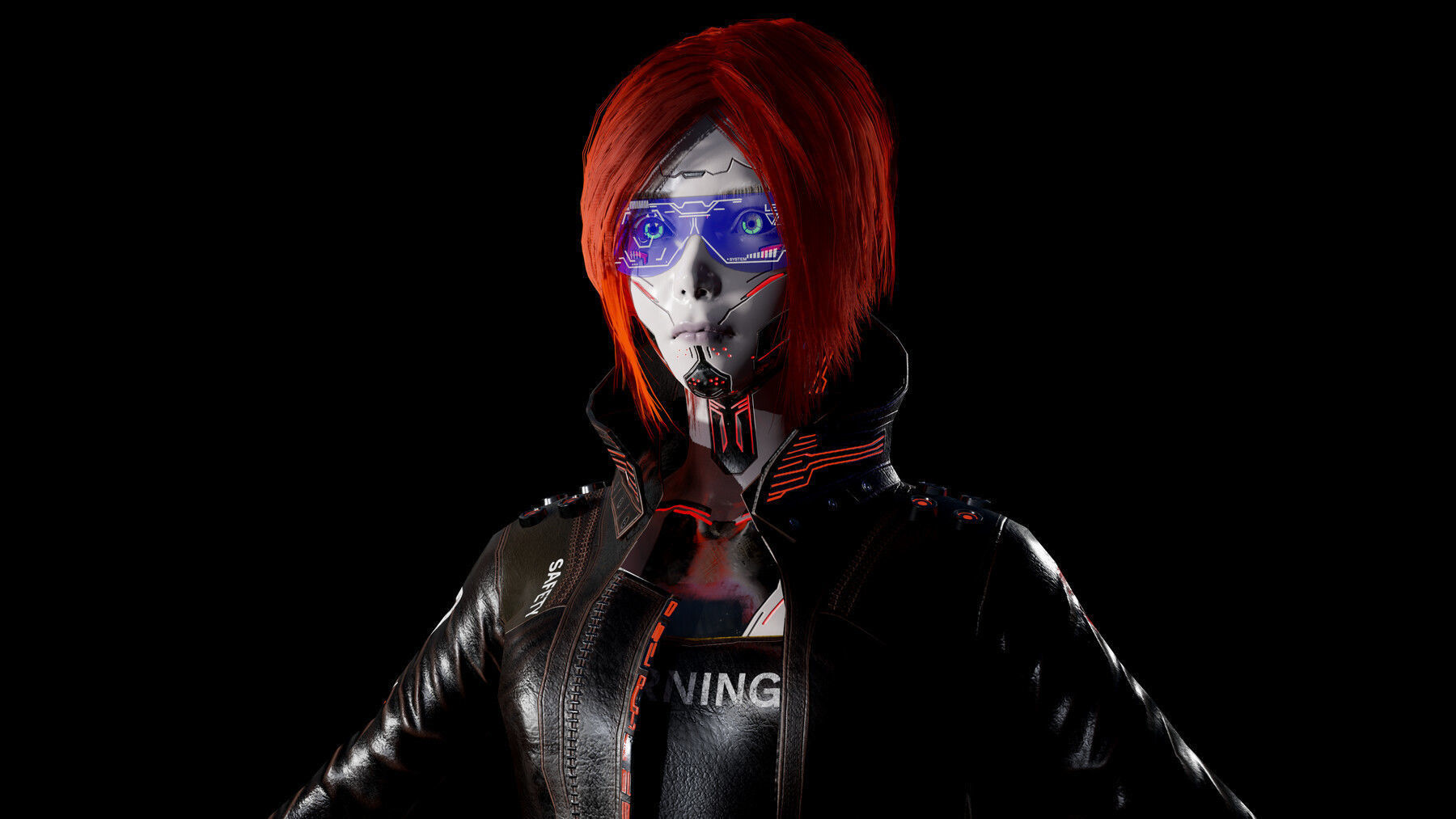 Cyberpunk Girl Low-poly 3D model_23