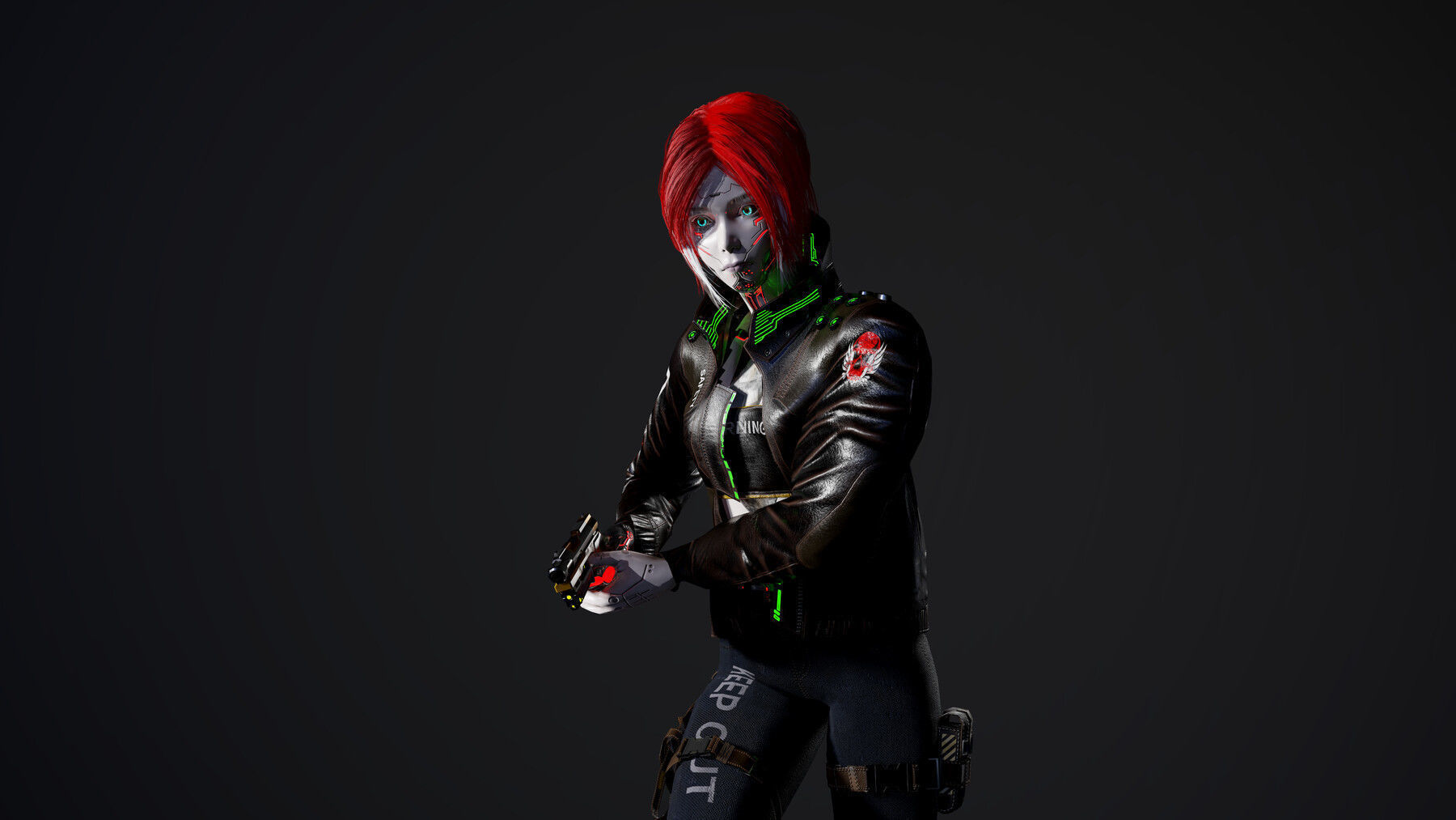 Cyberpunk Girl Low-poly 3D model_9