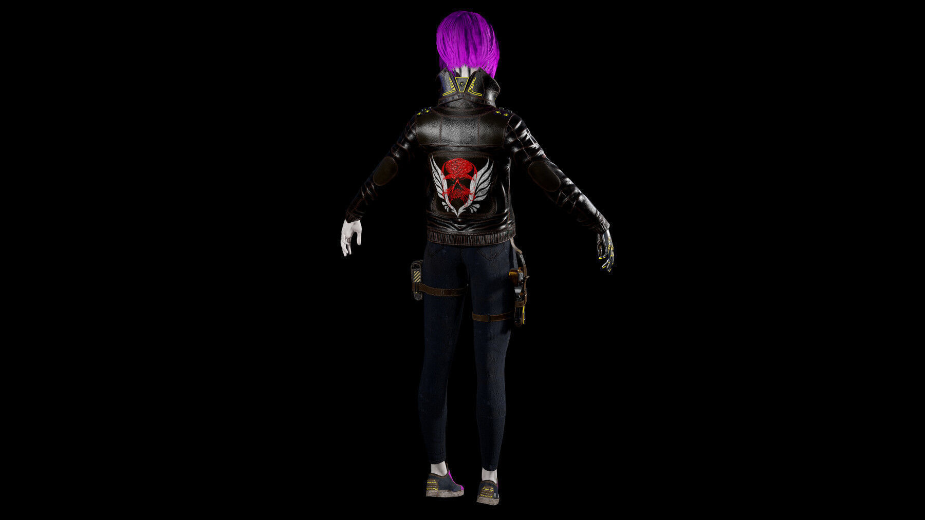 Cyberpunk Girl Low-poly 3D model_15