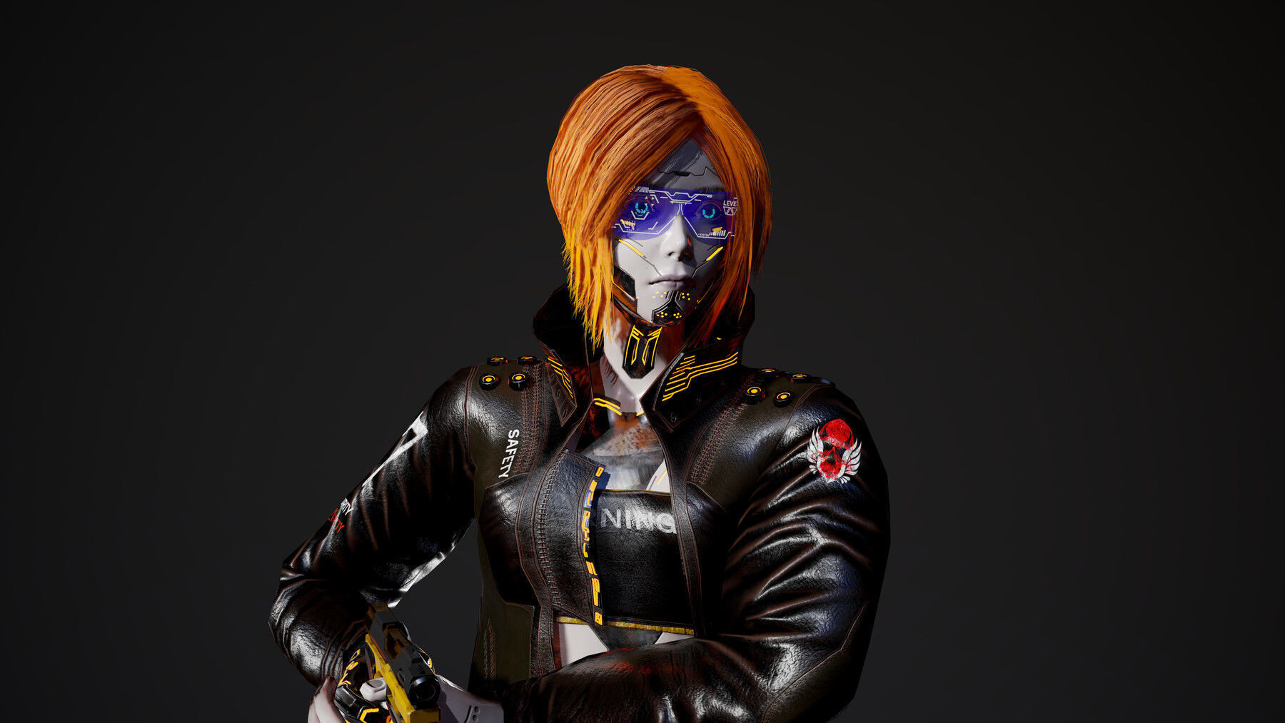 Cyberpunk Girl Low-poly 3D model_10