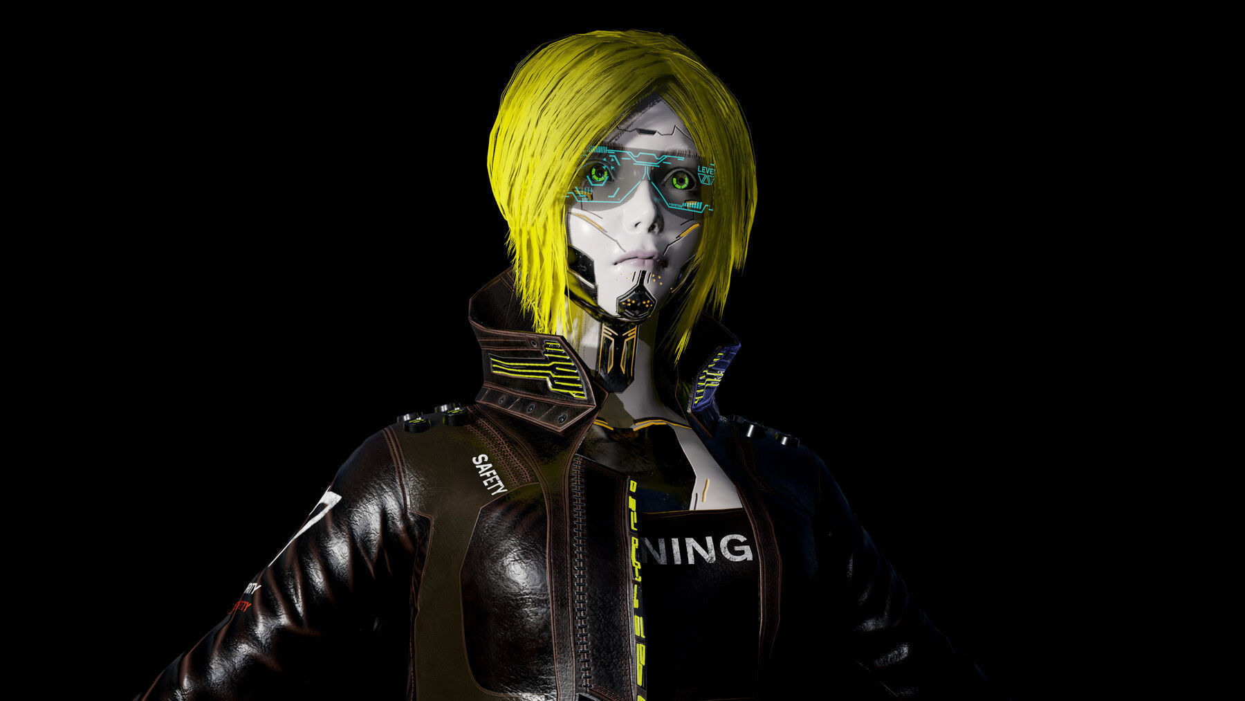 Cyberpunk Girl Low-poly 3D model_24