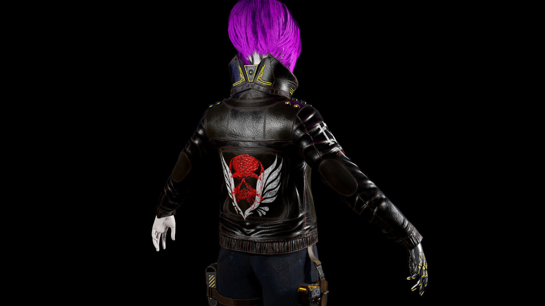 Cyberpunk Girl Low-poly 3D model_17