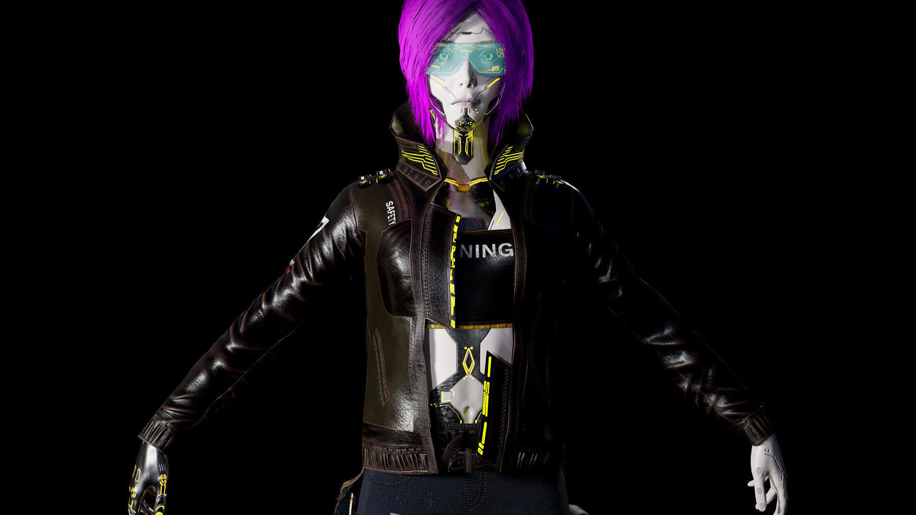 Cyberpunk Girl Low-poly 3D model_12