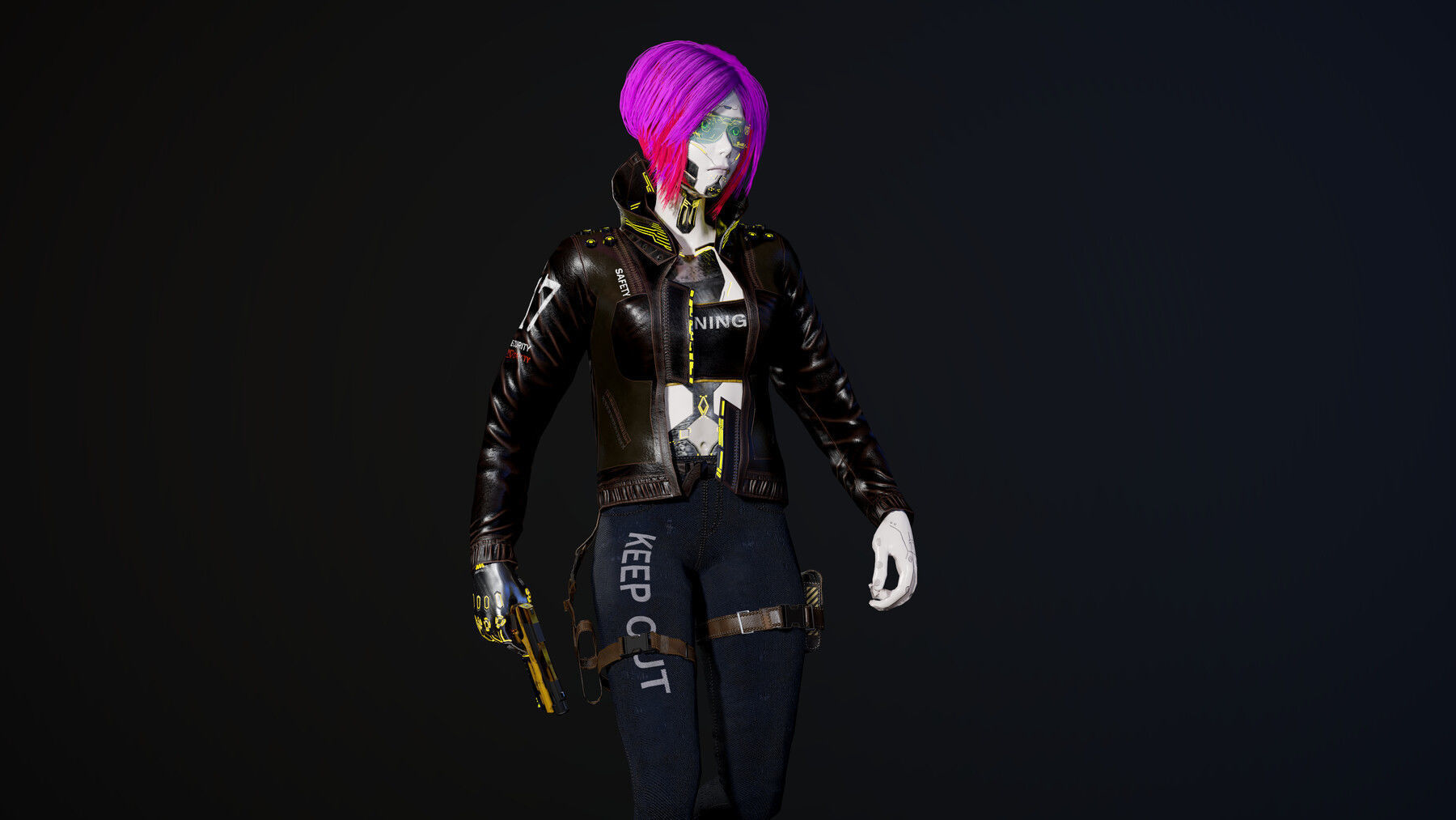 Cyberpunk Girl Low-poly 3D model_19