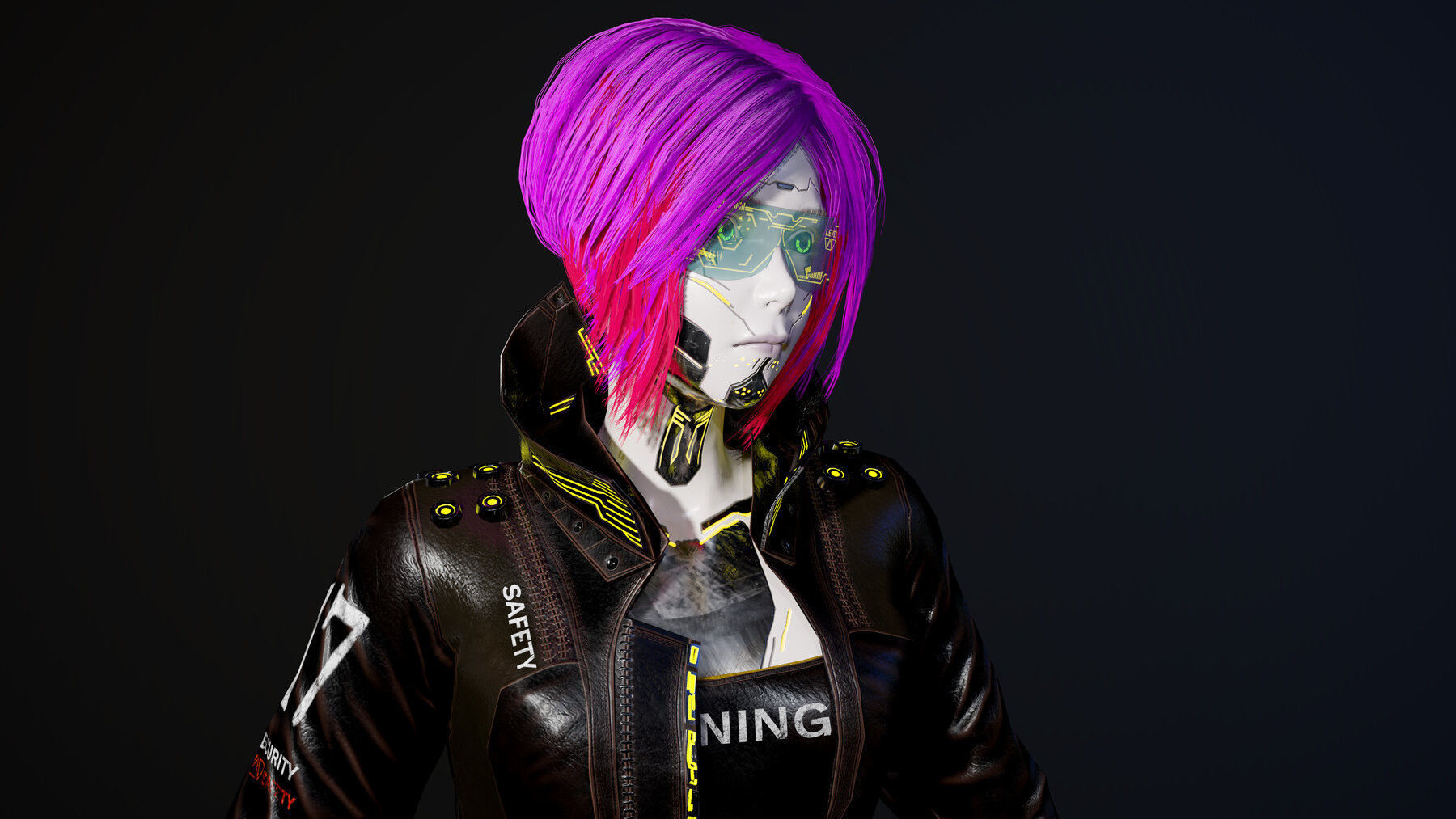 Cyberpunk Girl Low-poly 3D model_6