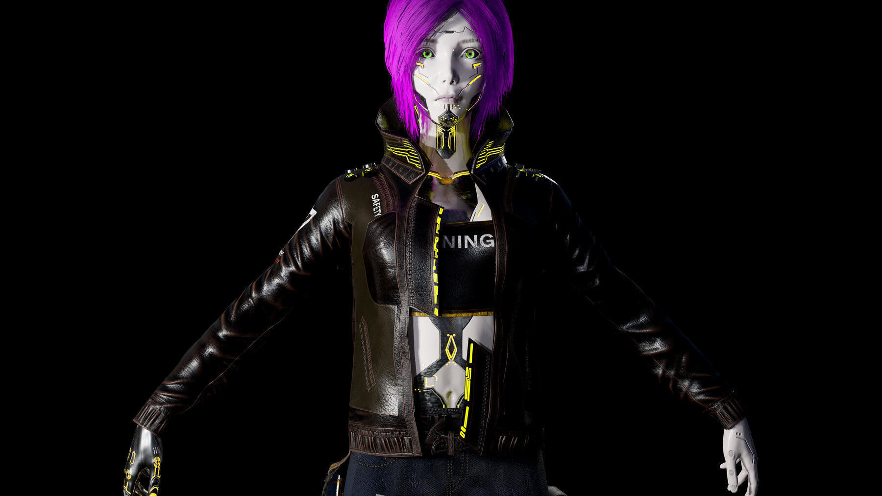 Cyberpunk Girl Low-poly 3D model_13