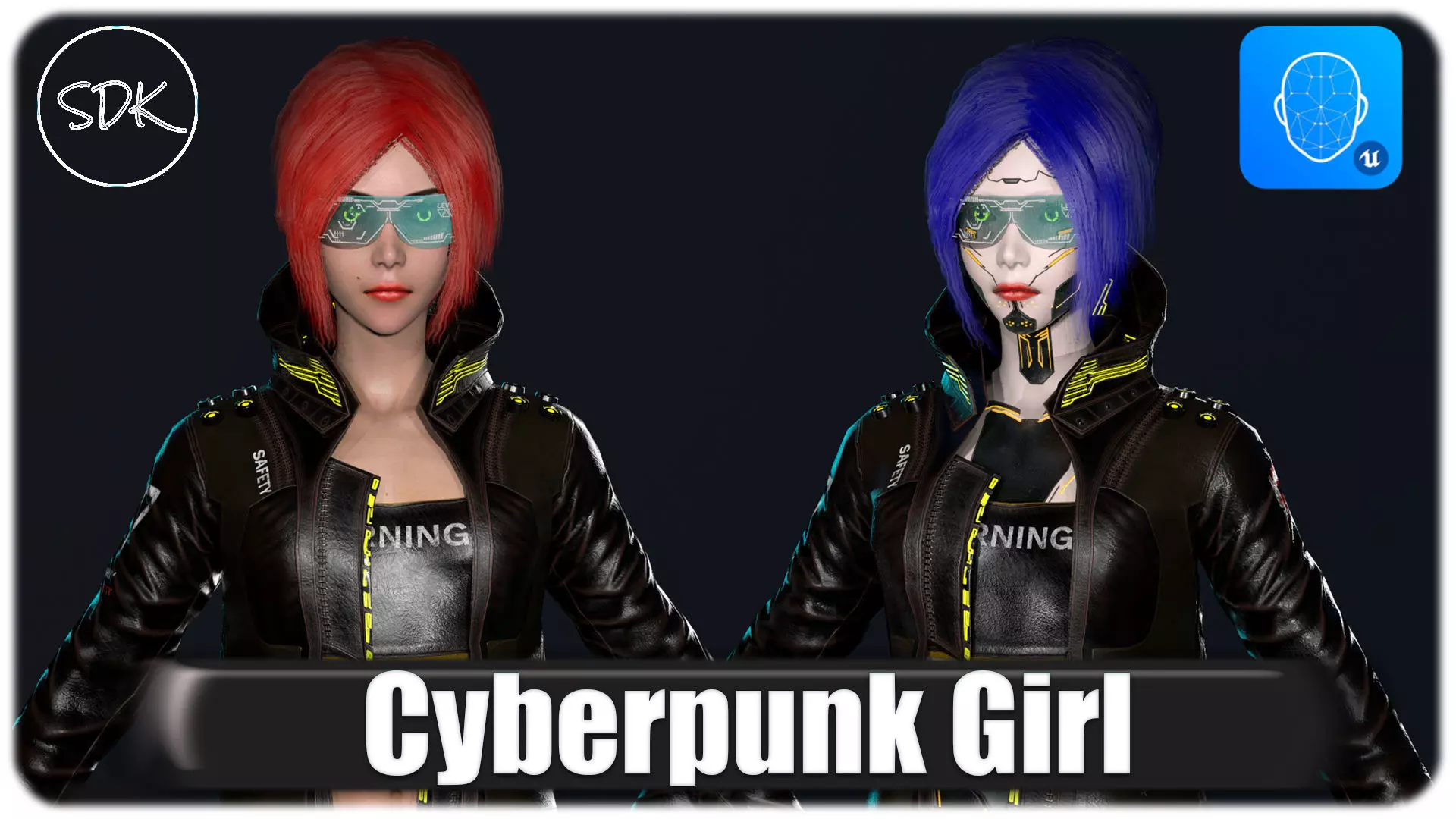 Cyberpunk Girl Low-poly 3D model_0
