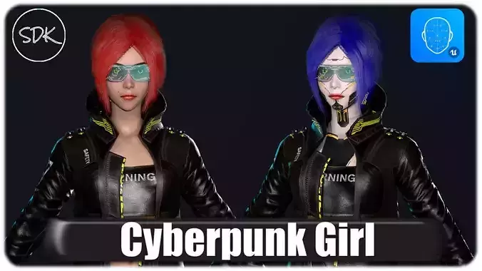 Cyberpunk Girl Low-poly 3D model