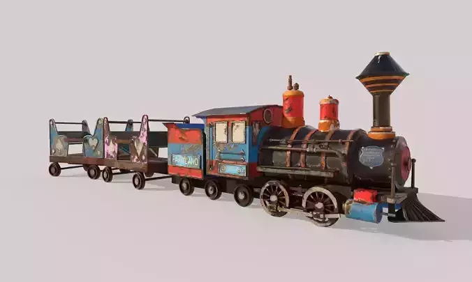 Old Amusement Park Train 3D model
