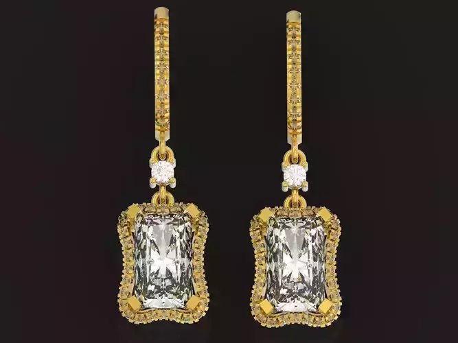 luxury engagement  earrings with a large  radiant stone 