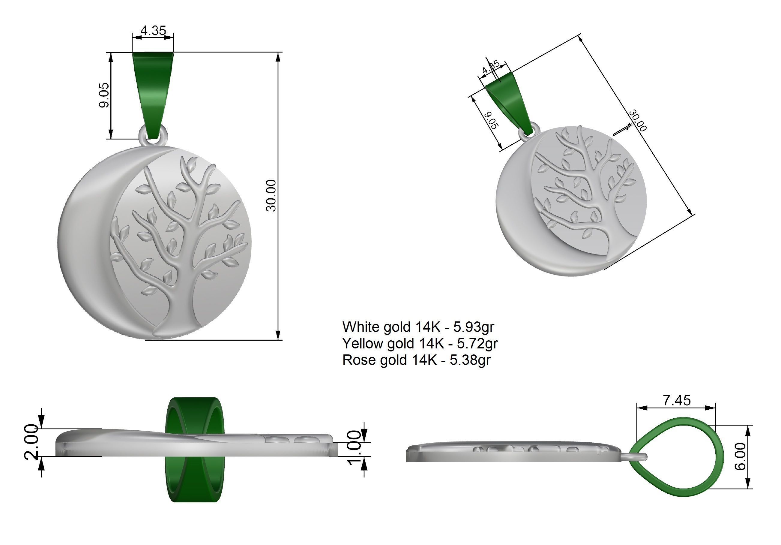 Tree pendant 3D print model_3