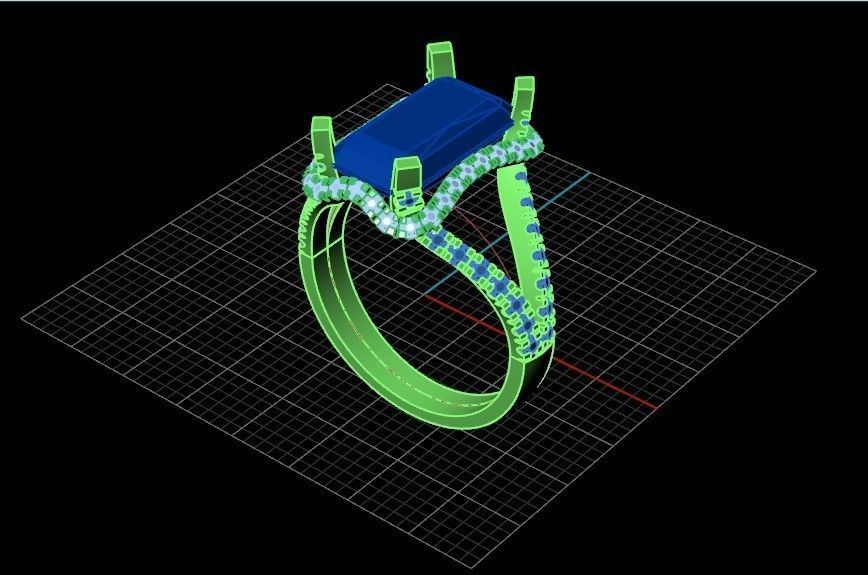 luxury engagement ring with a large radiant stone 276 3D print model_34