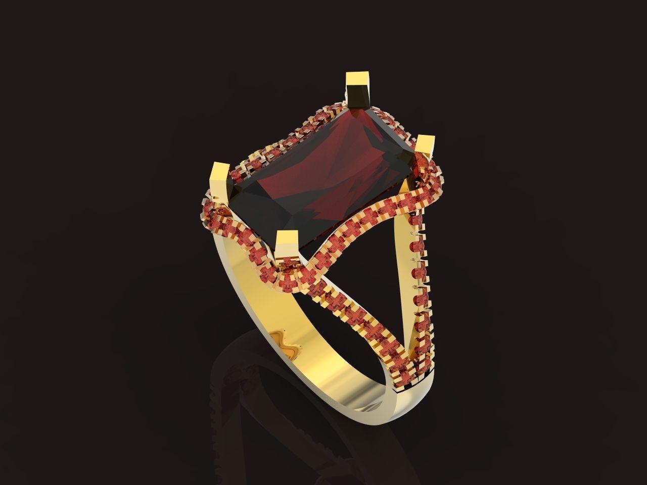 luxury engagement ring with a large radiant stone 276 3D print model_23
