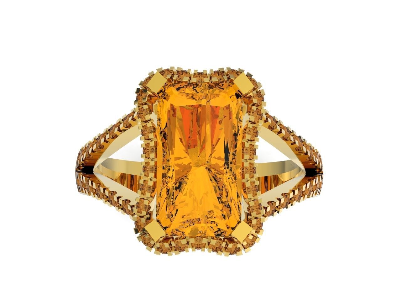 luxury engagement ring with a large radiant stone 276 3D print model_1