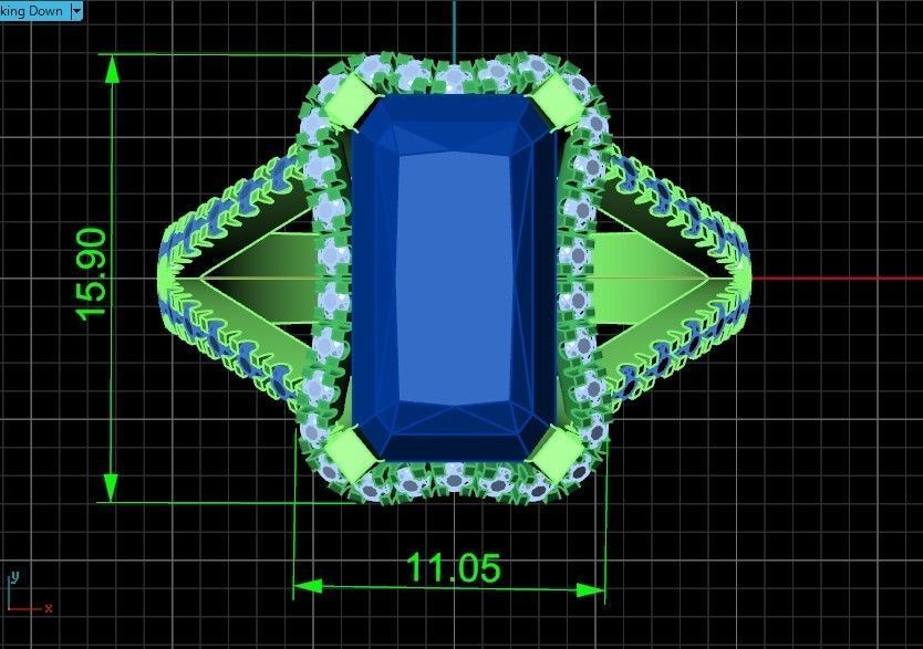 luxury engagement ring with a large radiant stone 276 3D print model_8