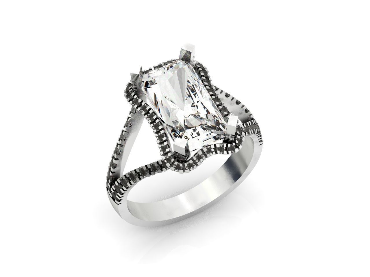 luxury engagement ring with a large radiant stone 276 3D print model_24