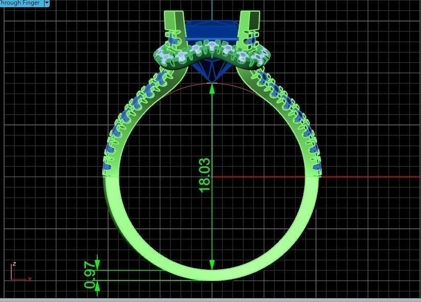 luxury engagement ring with a large radiant stone 276 3D print model_31