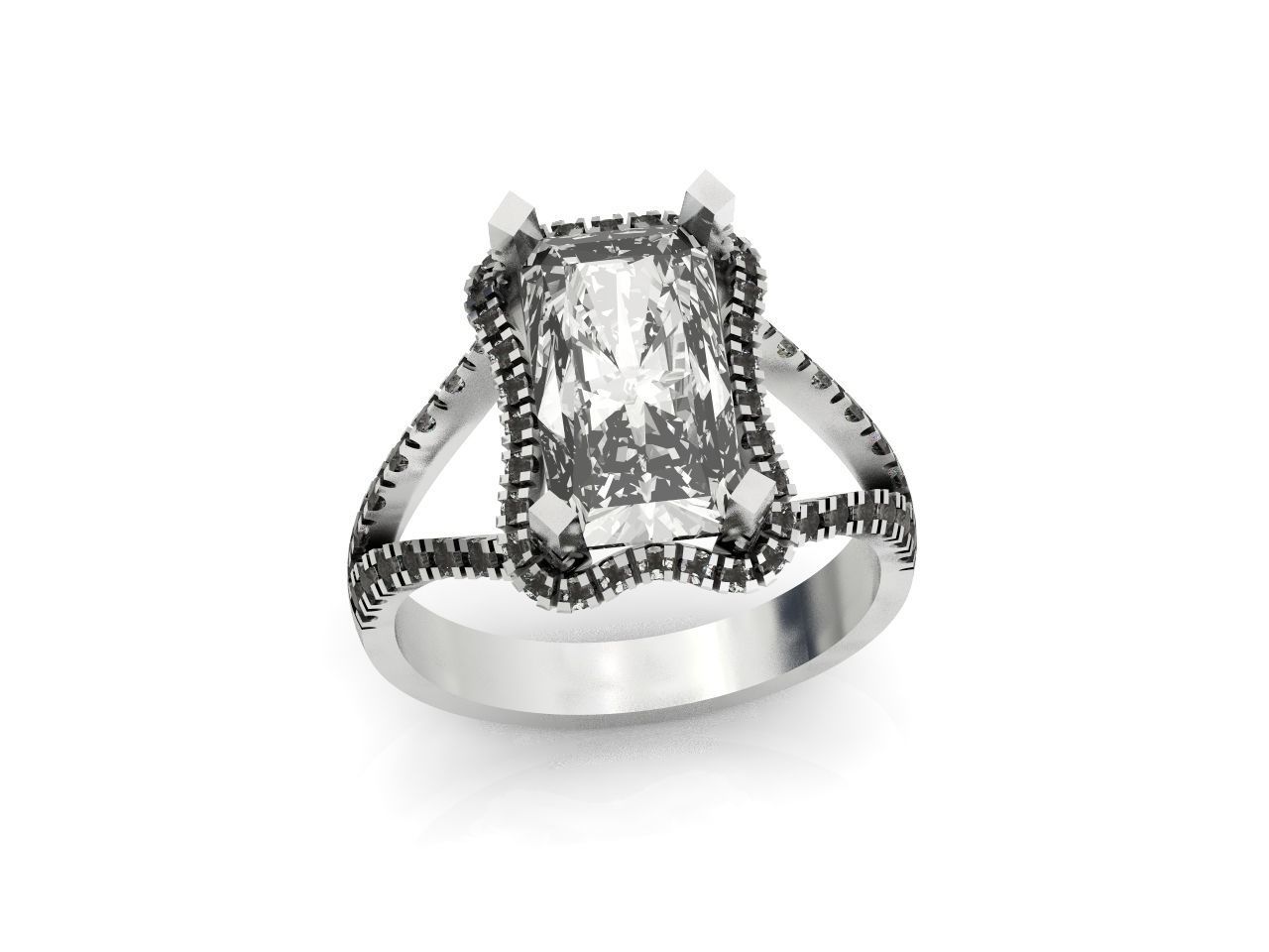 luxury engagement ring with a large radiant stone 276 3D print model_26