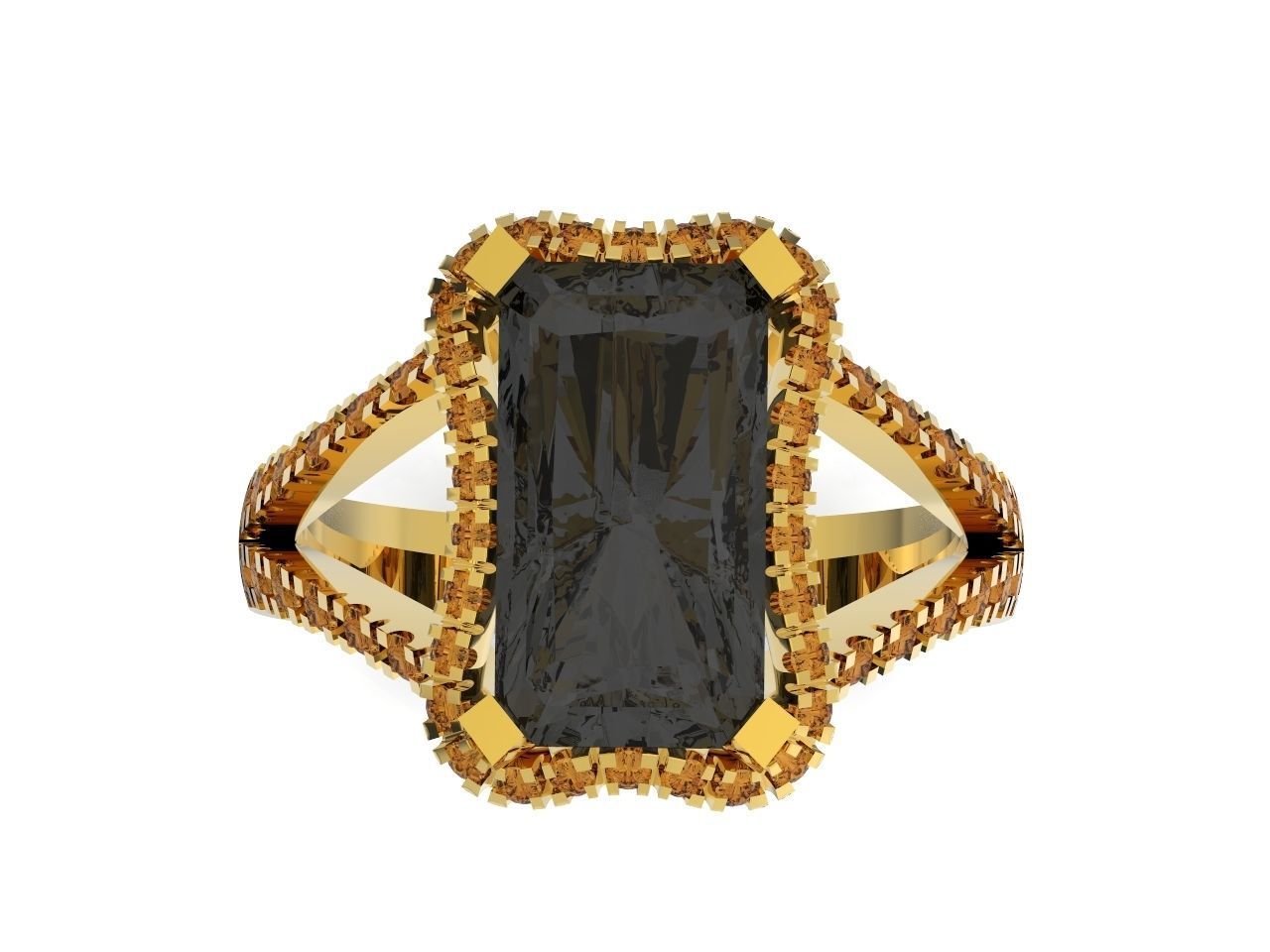 luxury engagement ring with a large radiant stone 276 3D print model_15