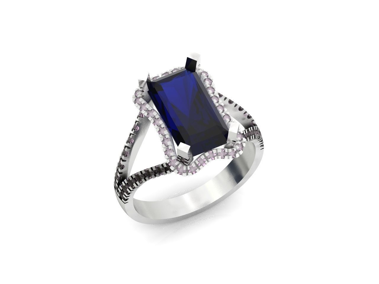 luxury engagement ring with a large radiant stone 276 3D print model_11