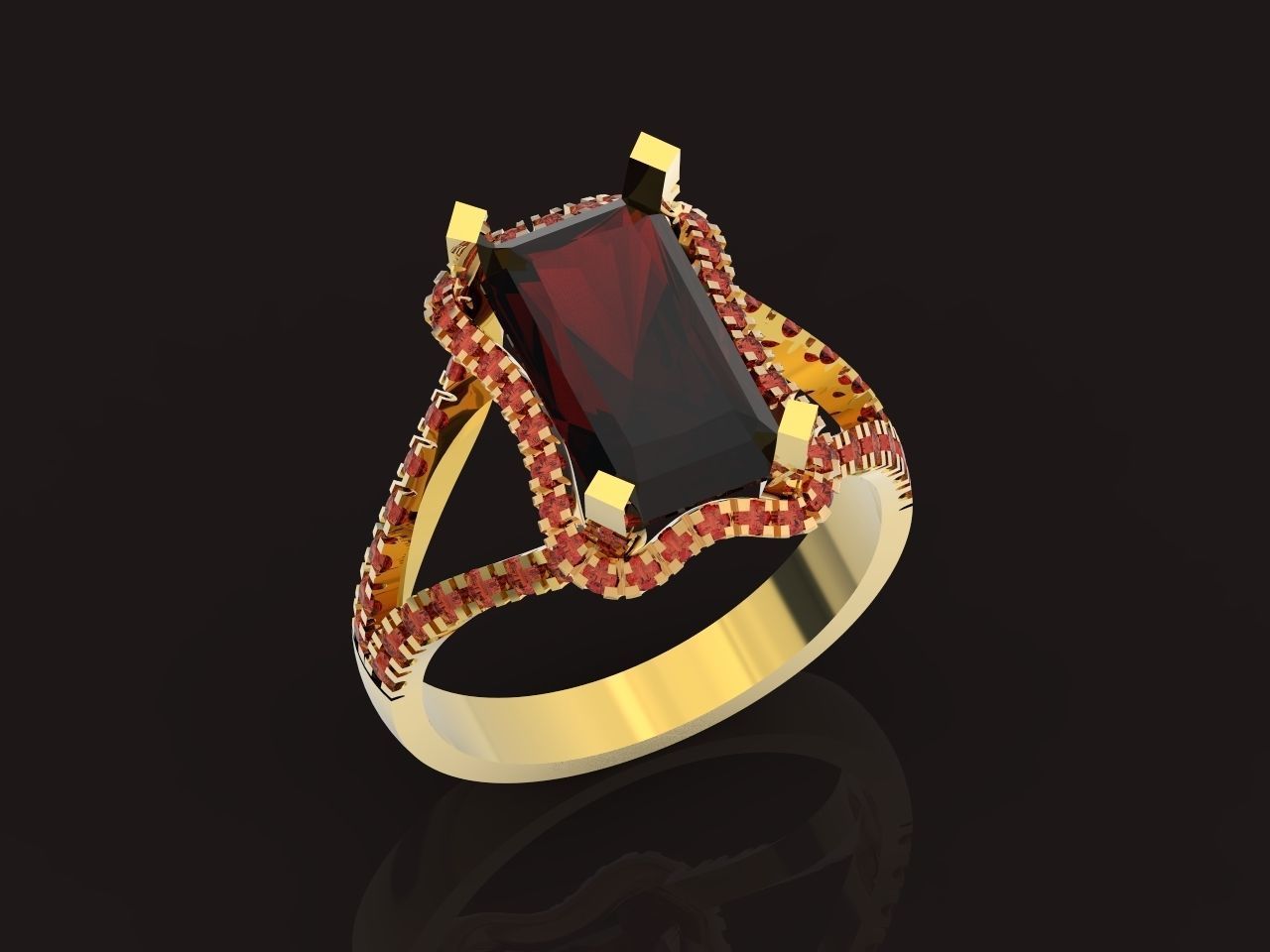 luxury engagement ring with a large radiant stone 276 3D print model_22