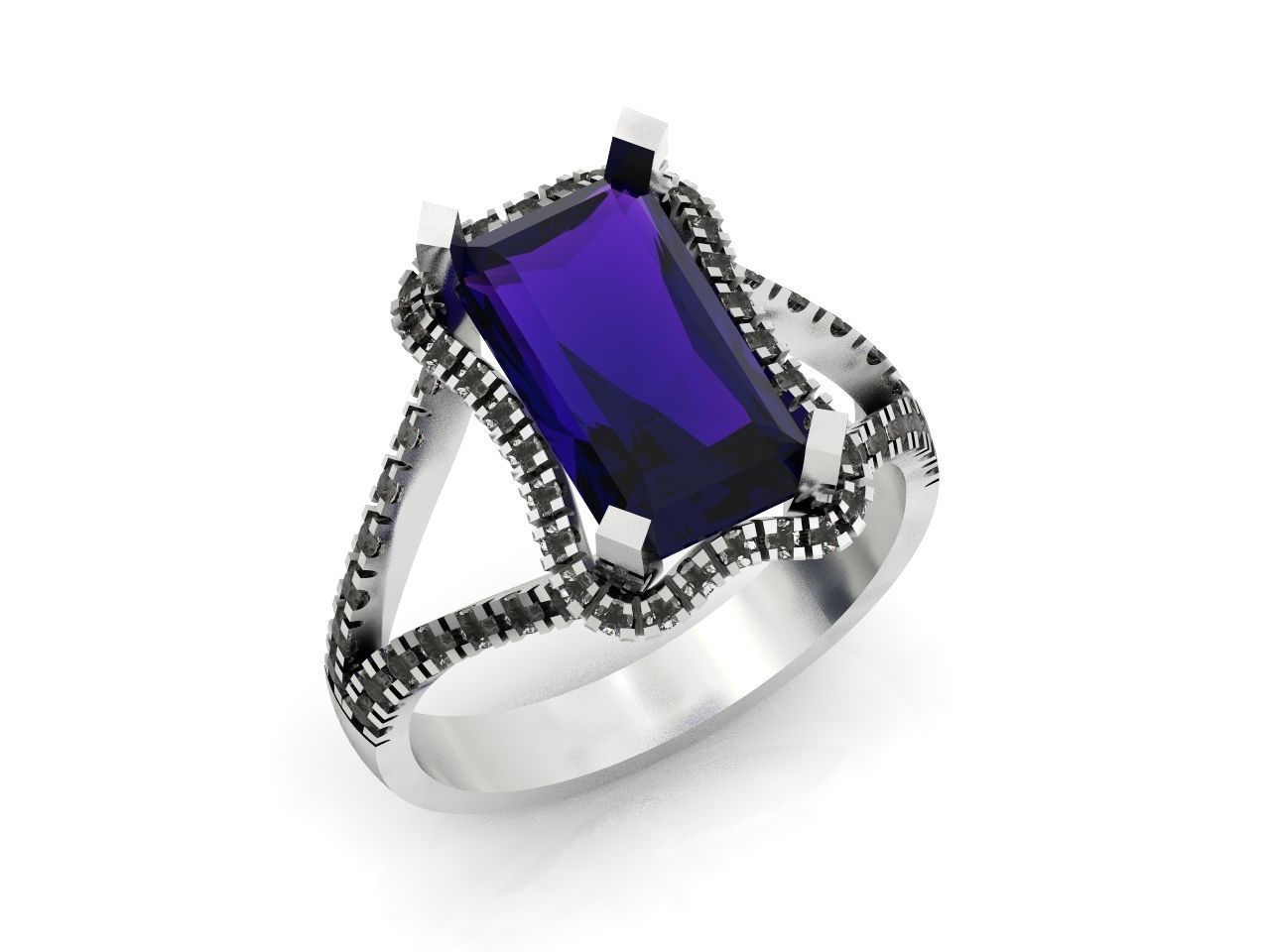 luxury engagement ring with a large radiant stone 276 3D print model_28