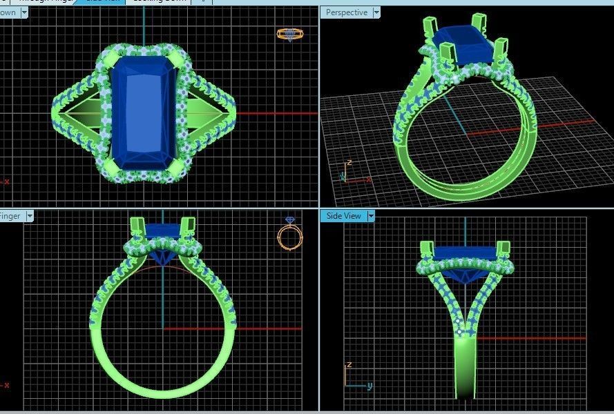 luxury engagement ring with a large radiant stone 276 3D print model_29