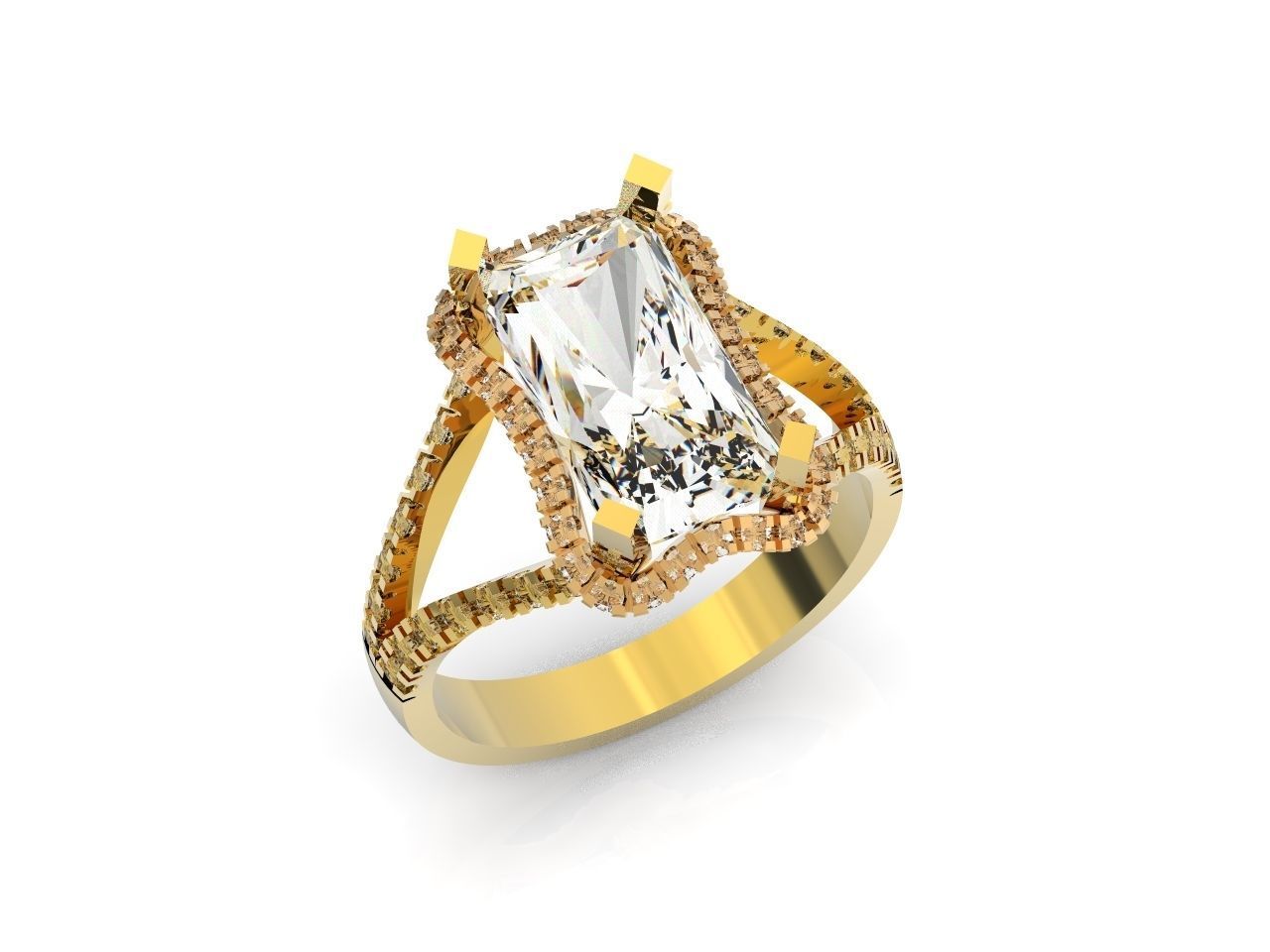 luxury engagement ring with a large radiant stone 276 3D print model_12