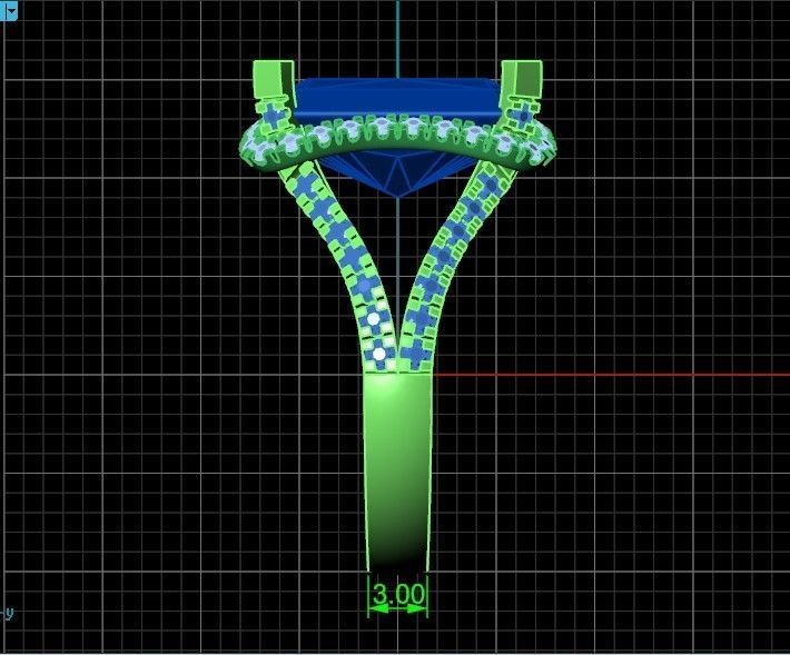 luxury engagement ring with a large radiant stone 276 3D print model_30