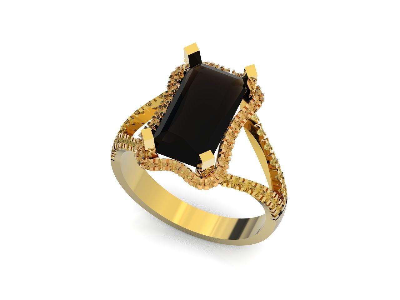 luxury engagement ring with a large radiant stone 276 3D print model_17