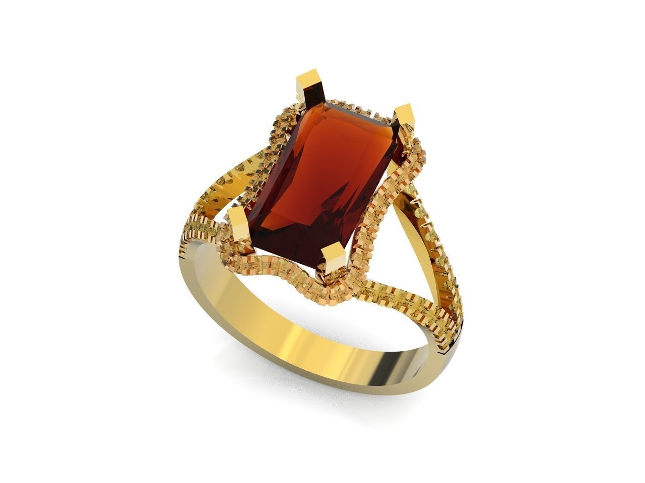 luxury engagement ring with a large radiant stone 276 3D print model_19