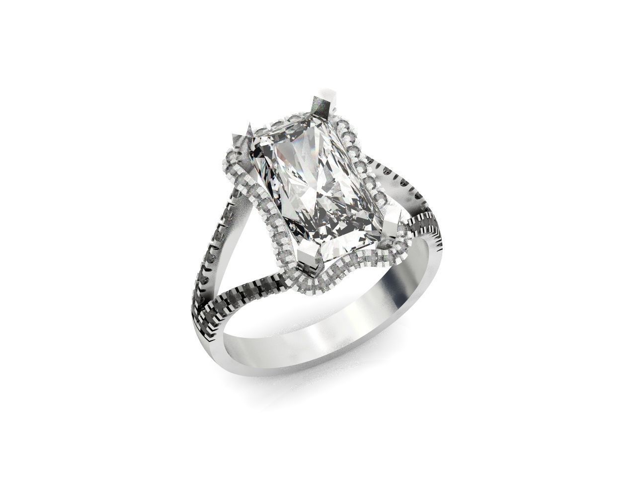luxury engagement ring with a large radiant stone 276 3D print model_13