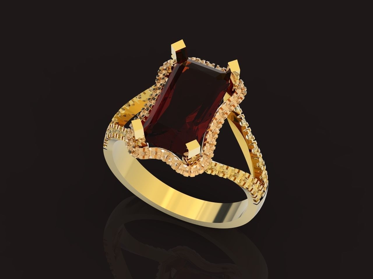 luxury engagement ring with a large radiant stone 276 3D print model_20