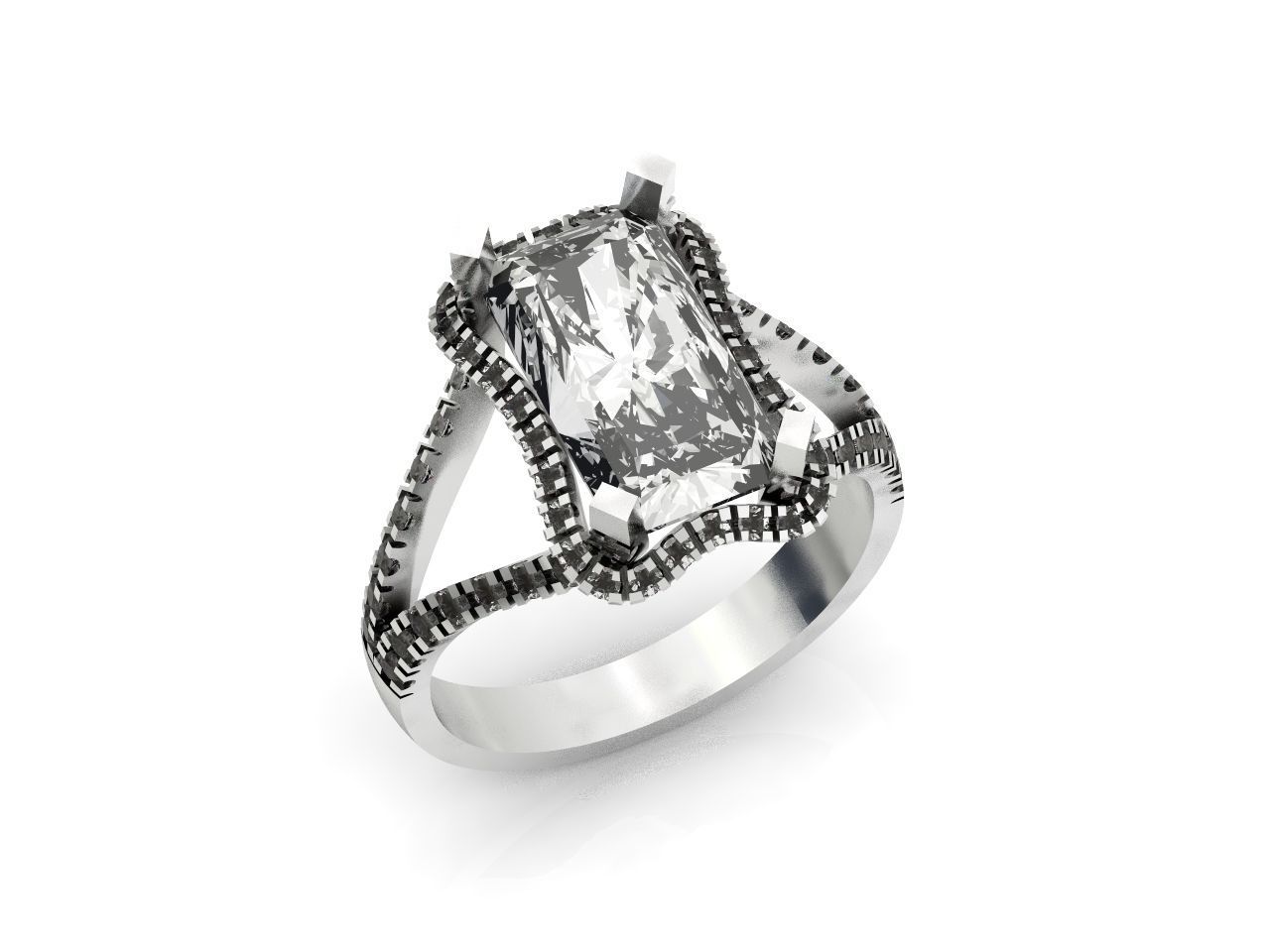 luxury engagement ring with a large radiant stone 276 3D print model_25