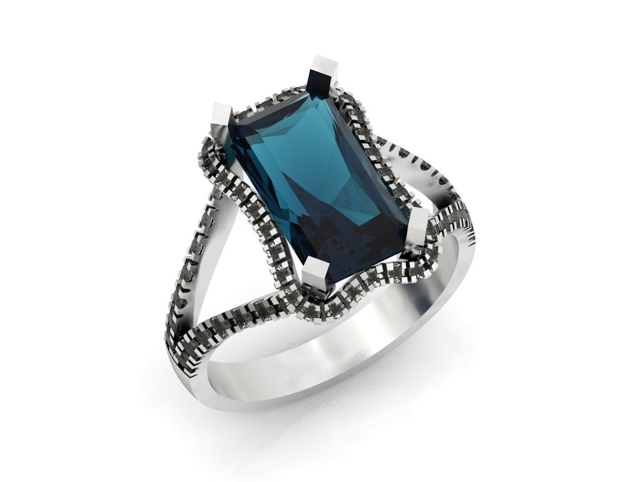 luxury engagement ring with a large radiant stone 276 3D print model_27