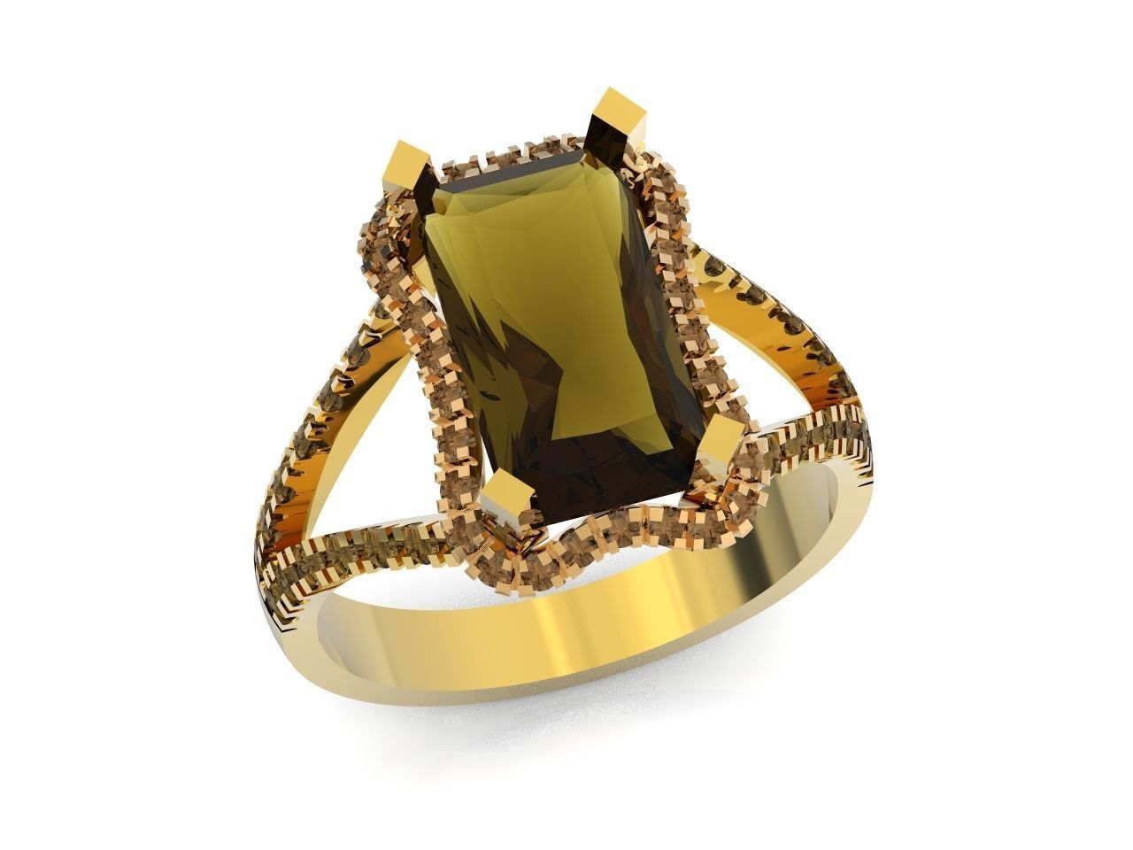 luxury engagement ring with a large radiant stone 276 3D print model_16