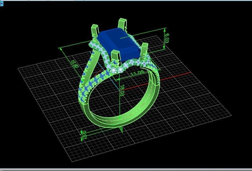 luxury engagement ring with a large radiant stone 276 3D print model_32