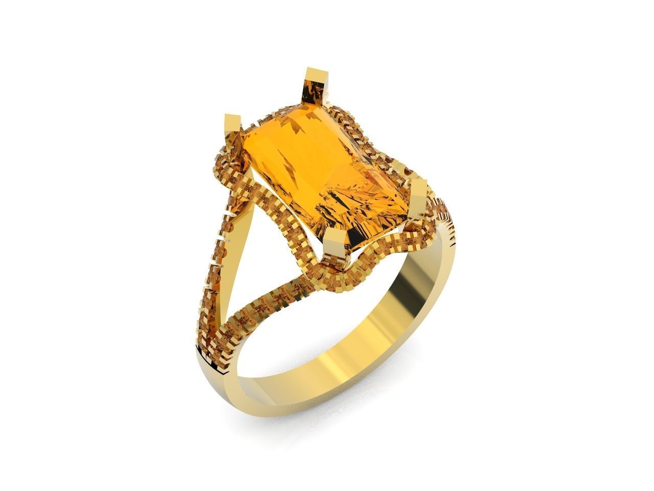 luxury engagement ring with a large radiant stone 276 3D print model_2