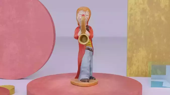 Clown statuette high-poly
