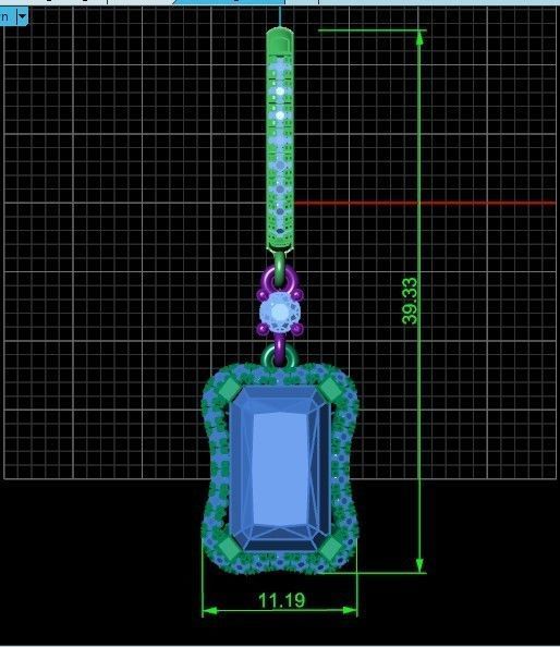 engagement ring and earrings set with a large radiant stone 3D Model Collection_15