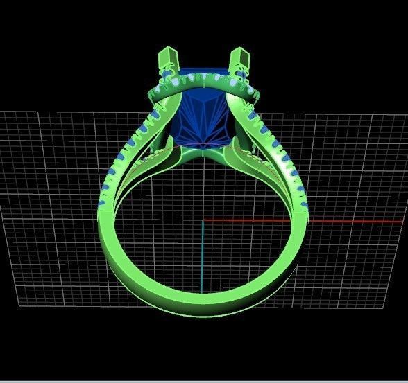 engagement ring and earrings set with a large radiant stone 3D Model Collection_18