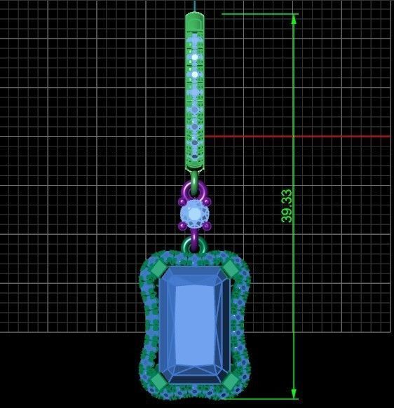 engagement ring and earrings set with a large radiant stone 3D Model Collection_12