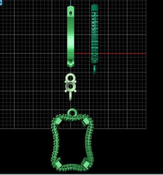 engagement ring and earrings set with a large radiant stone 3D Model Collection_7